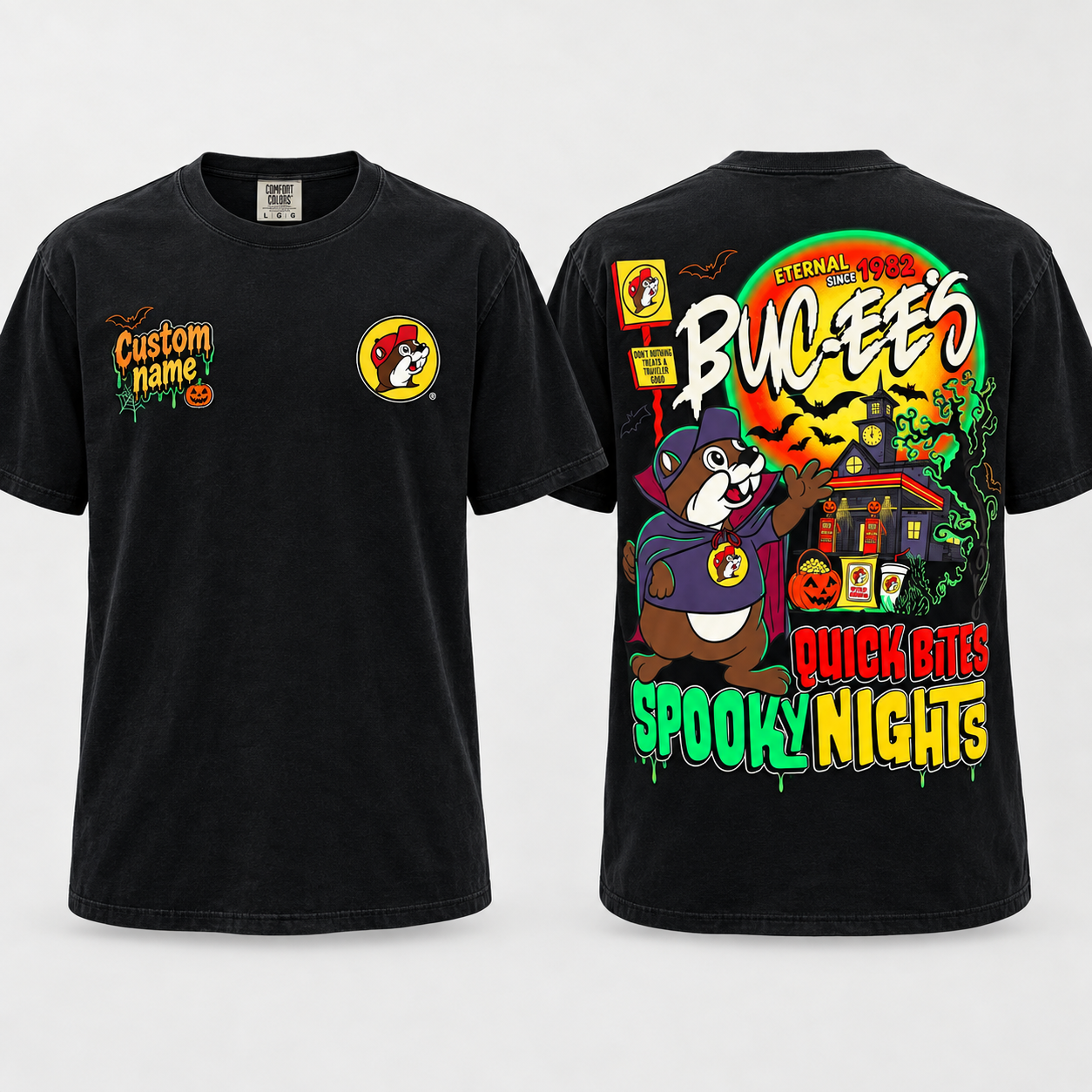 Buc-ee's Halloween Shirt, Quick Bites Spooky Nights, Custom Name Vampire Tee