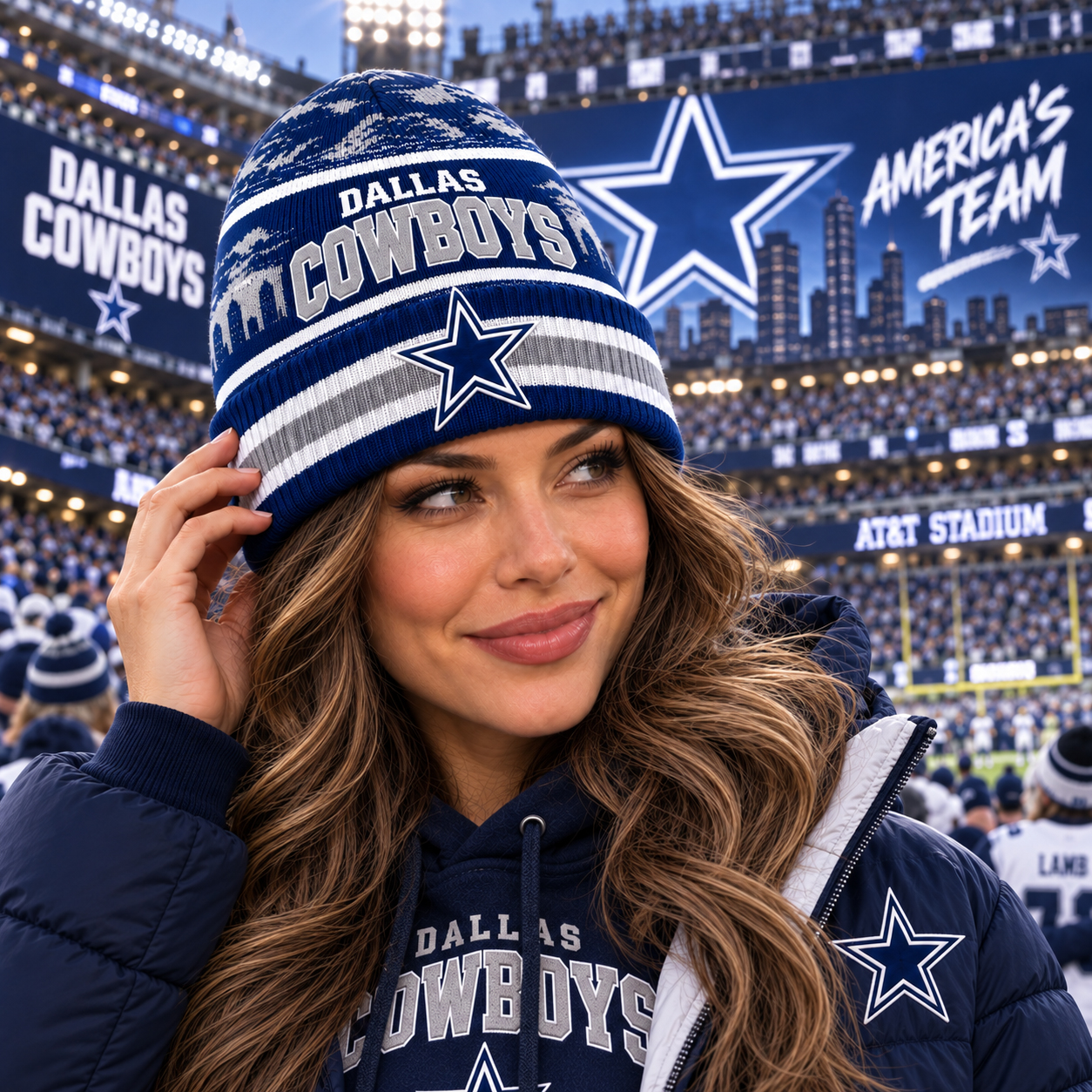 Dallas Cowboys Knit Beanie Hat, Red Football Fan Winter Cap, Game Day Sports Gift