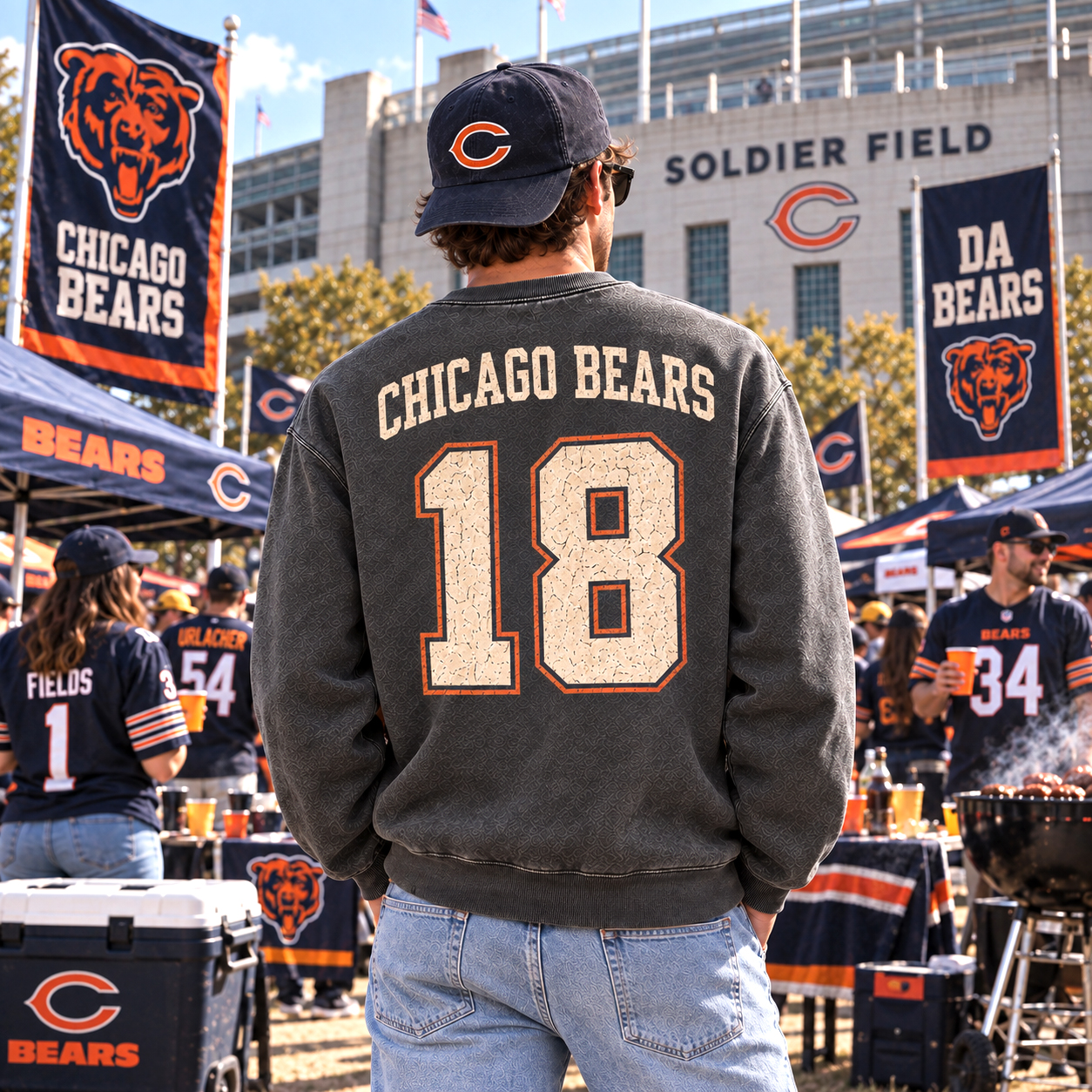 Williams Chicago Bears Portrait Graphic Crewneck Sweatshirt