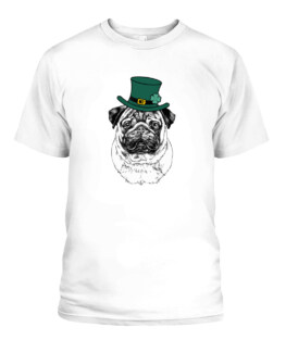 Pug St Patricks Day Lucky Dog Mom Dog Lover Adult T Shirts Gifts Full Size