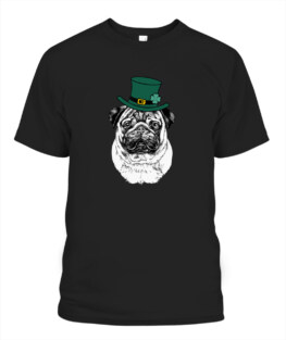 Pug St Patricks Day Lucky Dog Mom Dog Lover Adult T Shirts Gifts Full Size