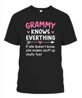 Grammy Knows Everything Vintage Mothers Day Grandma TShirt Gifts for Mom Full Size S-5XL