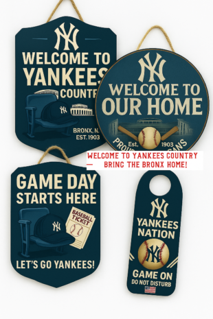 NEWYORK YANKEES NATION Door Hanger – Game On Do Not Disturb Sign | Baseball Fan Gift | New York Yankees Room Decor for Sports Lovers