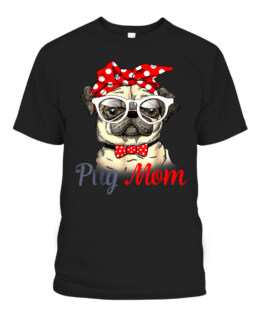 Pug Mom Dog Bandana Pet Lover Gift Womens Pug T-Shirt