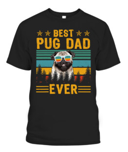 Vintage Retro Best Pug Dad Ever Dog Lover Fathers Day T-Shirt