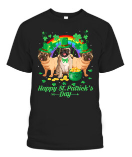 Pug Dogs Lover Funny Irish Shamrock Happy St Patricks Day T-Shirt
