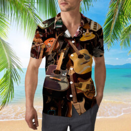 Brown Guitars Hawaiian Shirt