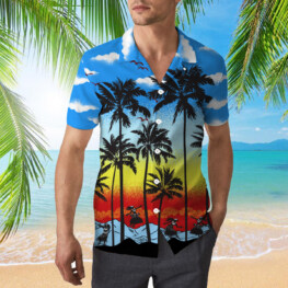 Palm Shirt, Palm Hawaiian Shirt, Colorful Palm Shirt