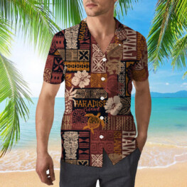 Tiki Turtle And Pinapple Hawaiian Shirt