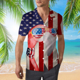 American Flag Flamingo Hawaiian Shirt