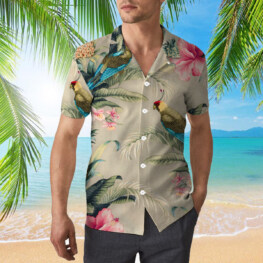 Parrot And Floral Hawaiian Shirt