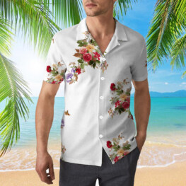 Colorful Floral In White Hawaiian Shirt