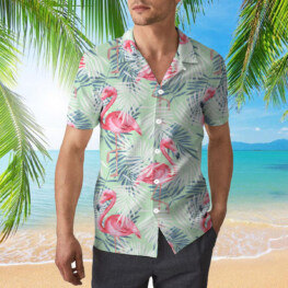 Flamingos and Palm Trees Hawaiian Shirt