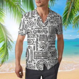 White Hawaiian Feature Pattern Hawaiian Shirt