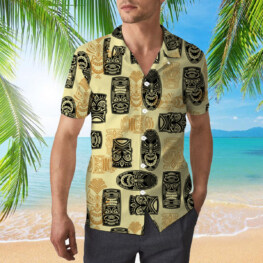 Tiki Pattern Hawaiian Shirt