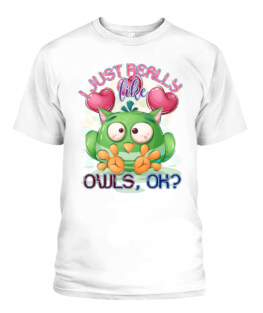 RD I Just Really Like Owls Ok Funny Owl Lover Swinging Owl T-Shirt