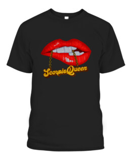 Scorpio Queen Red Lips Gold Chain Nov Birthday Zodiac Gift T-Shirts, Hoodie, Sweatshirt, Adult Size S-5XL