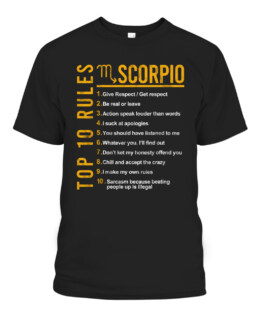 Top 10 Rules of Scorpio Symbol Horoscope Birthday Gift T-Shirts, Hoodie, Sweatshirt, Adult Size S-5XL