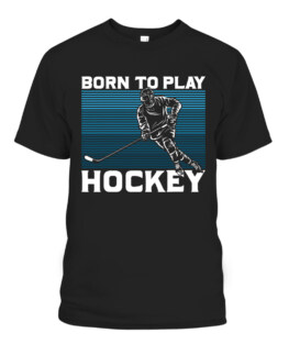 Ice Hockey Goalie Gift Idea Born To Play Hockey Graphic Tee Shirt Adult Size S-5XL