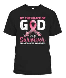 By The Grace Of God Im A Survivor Breast Cancer Awareness T-Shirts, Hoodie, Sweatshirt, Adult Size S-5XL