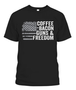 Coffee Bacon Guns  Freedom - BBQ Grill Pro Gun USA Flag, Adult Size S-5XL