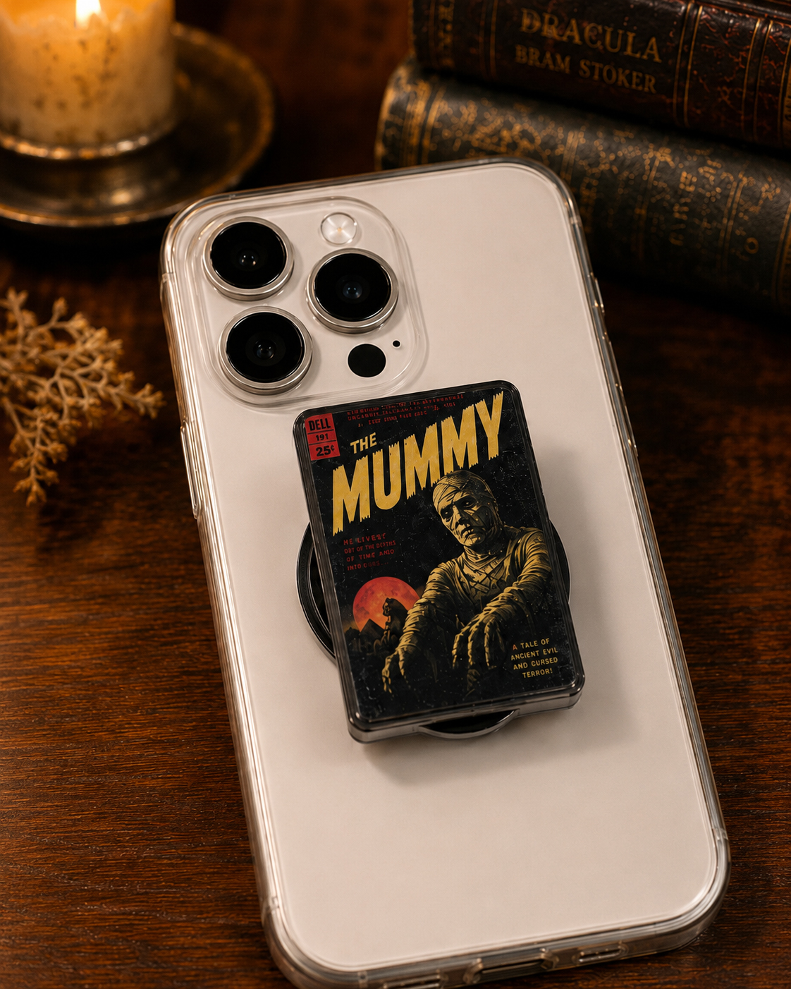 Vintage Horror Mini Book Phone Grip Set – Dracula, Frankenstein & Sleepy Hollow Gothic Reader Gift