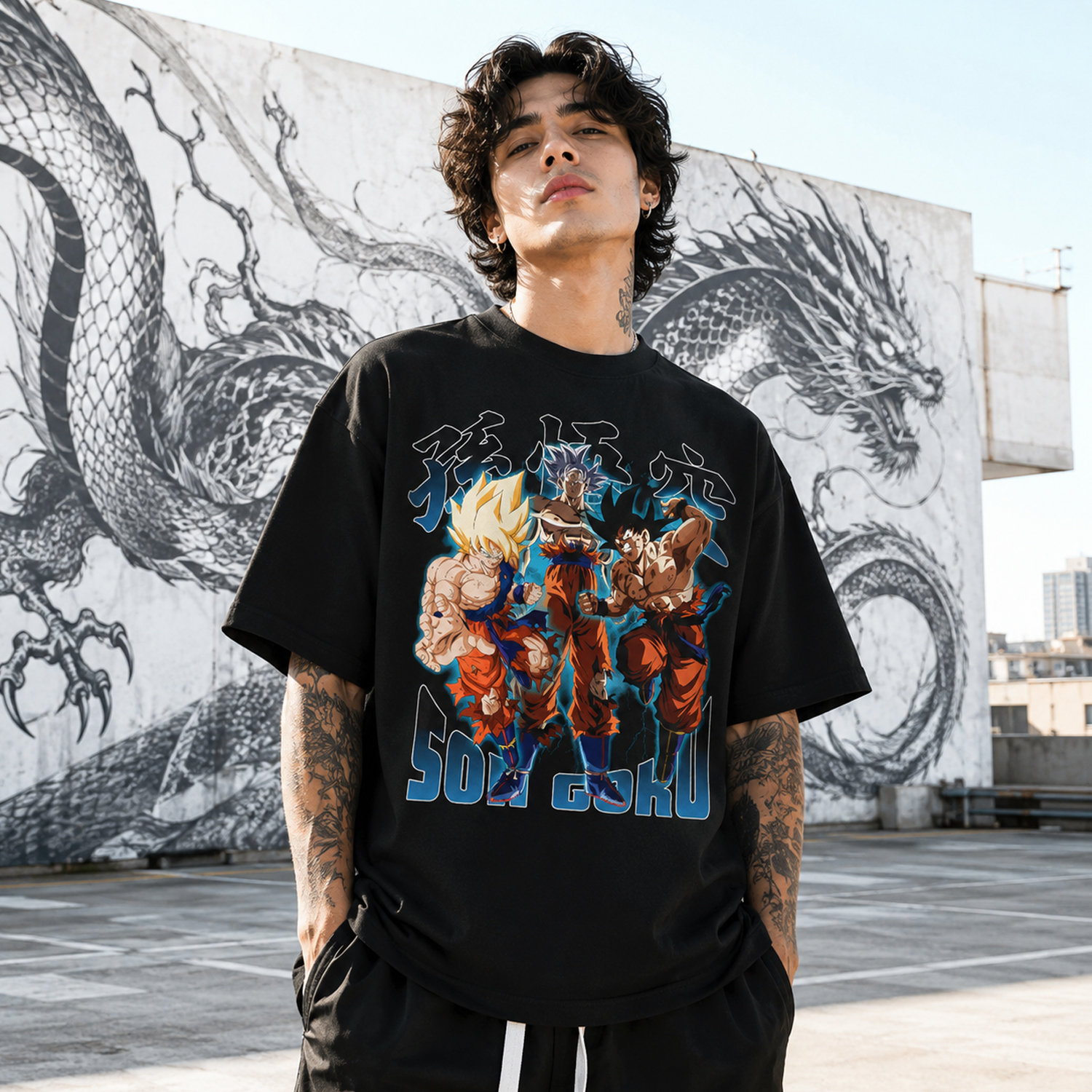 Dragon Ball Son Goku Forms T-Shirt, Black Anime Graphic Streetwear Tee