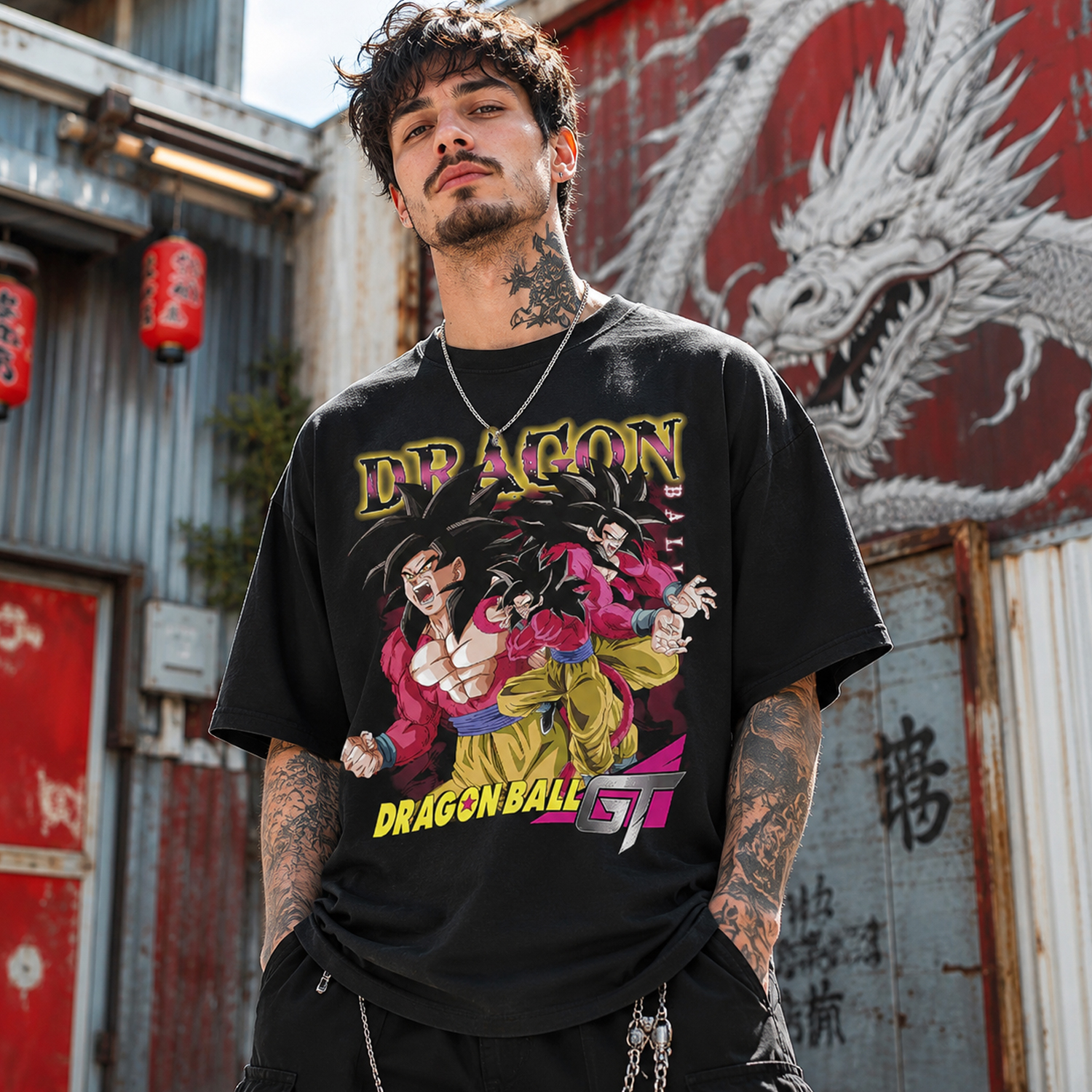 Ultra Instinct Goku Kakarot Motorcycle T-Shirt, Black Anime Streetwear Tee