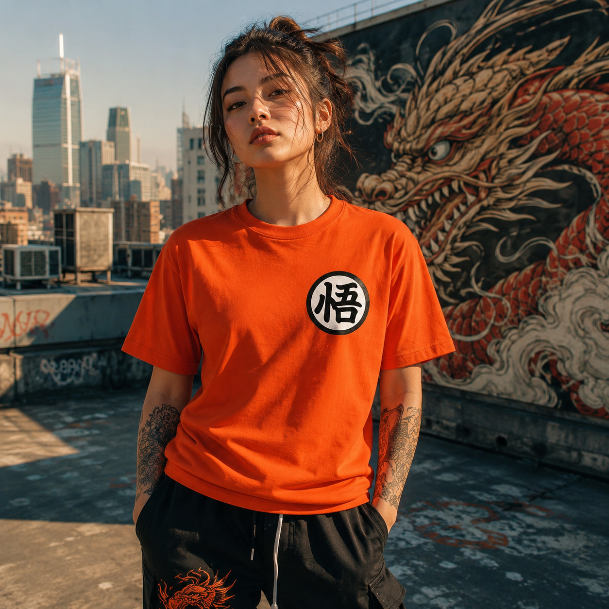 Goku Kanji Orange T-Shirt, Minimal Dragon Ball Unisex Anime Tee