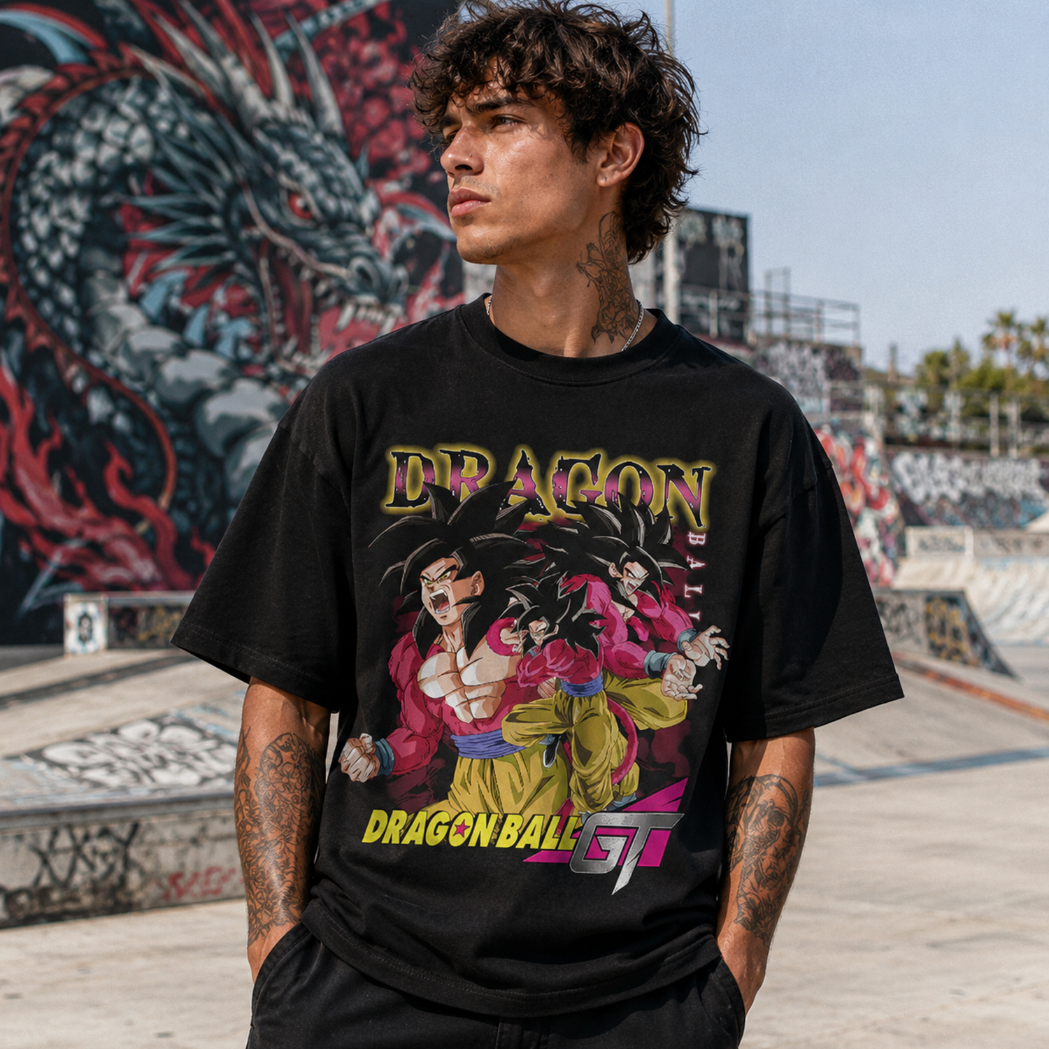 Ultra Instinct Goku Kakarot Motorcycle T-Shirt, Black Anime Streetwear Tee