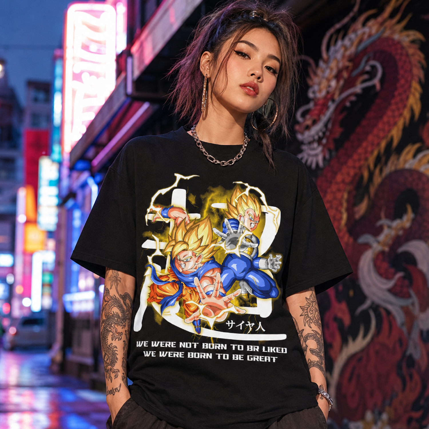 Born to Be Great Anime T-Shirt, Goku Vegeta Graphic Tee, Japanese Manga Streetwear Shirt
