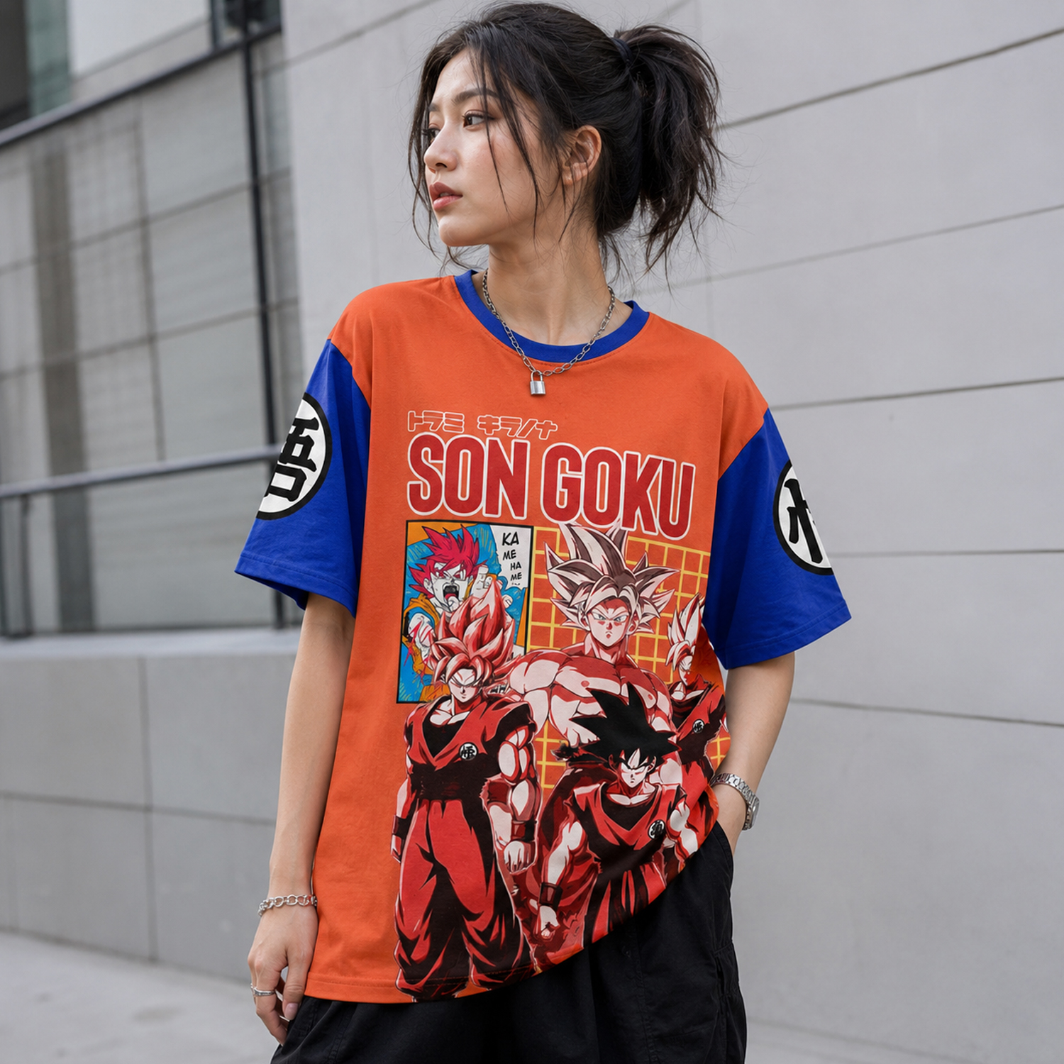 Son Goku Evolution Anime Shirt, Orange and Blue Dragon Ball Graphic Tee,