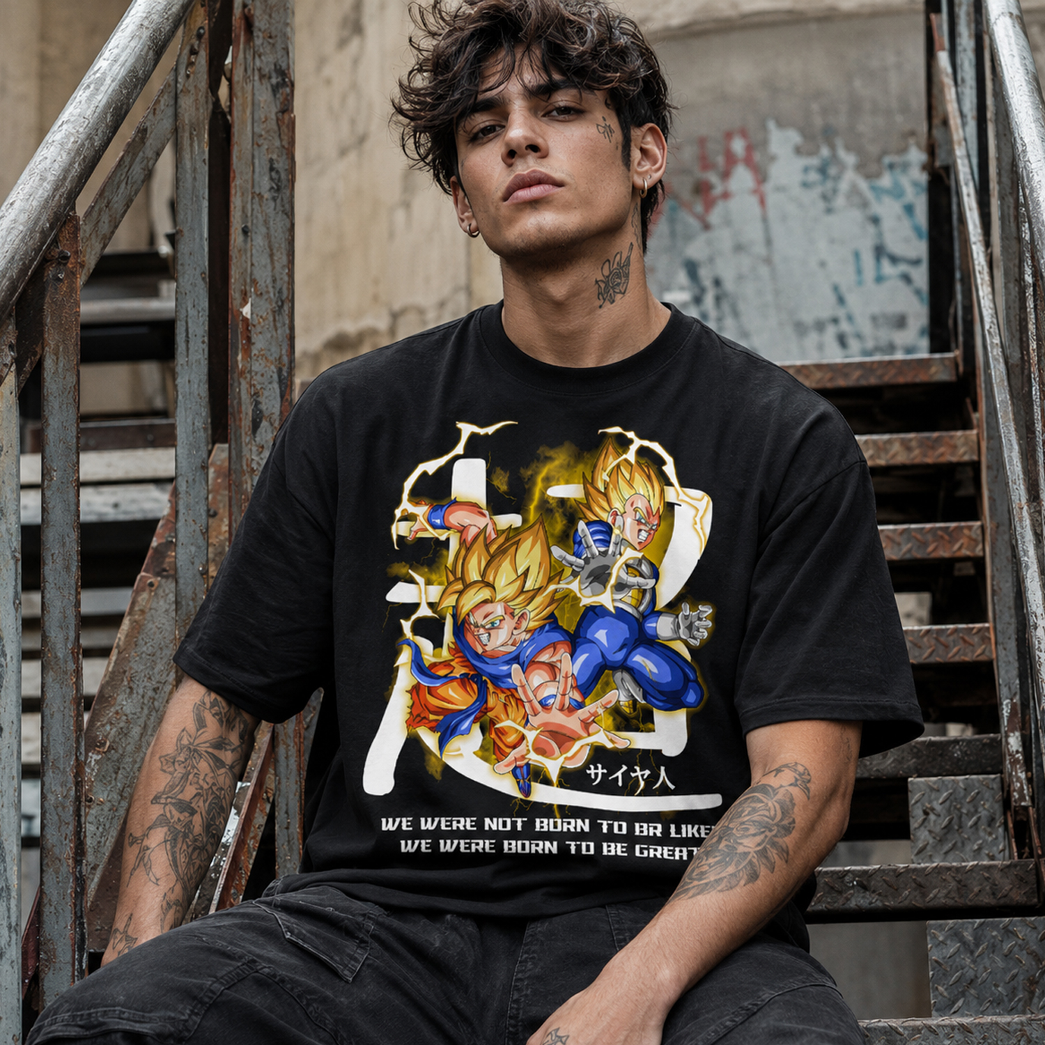 Born to Be Great Anime T-Shirt, Goku Vegeta Graphic Tee, Japanese Manga Streetwear Shirt