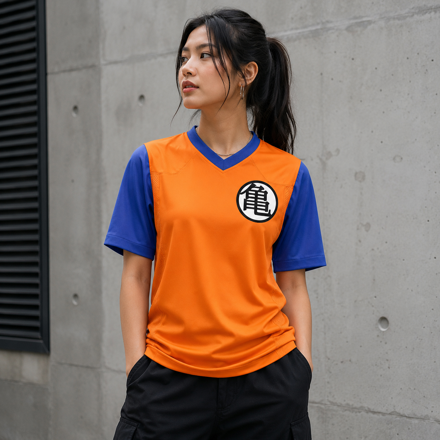 Retro Anime Training Jersey, Orange and Blue Turtle Symbol Shirt, Unisex Athletic Streetwear Top