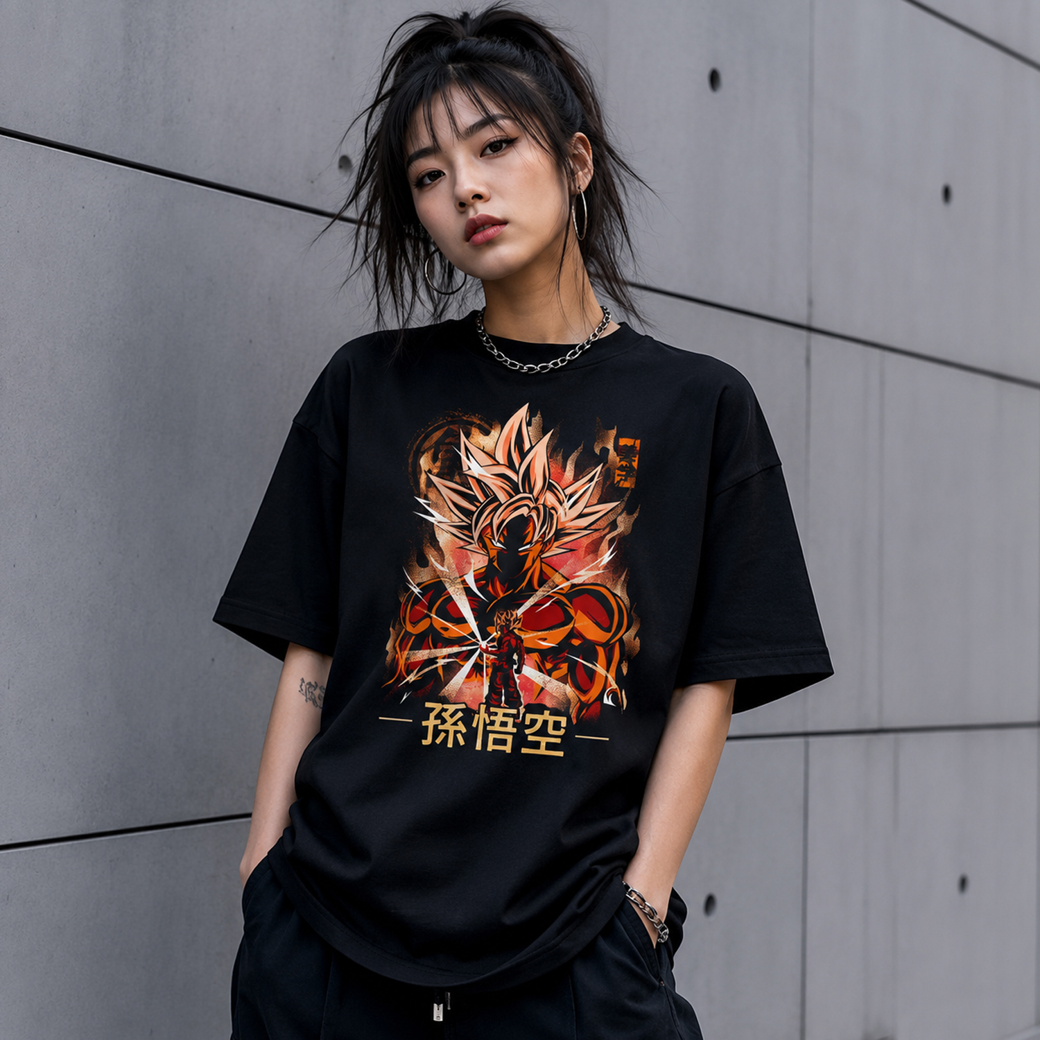 Goku Power Warrior T-Shirt, Japanese Anime Graphic Tee, Unisex Black Streetwear Shirt