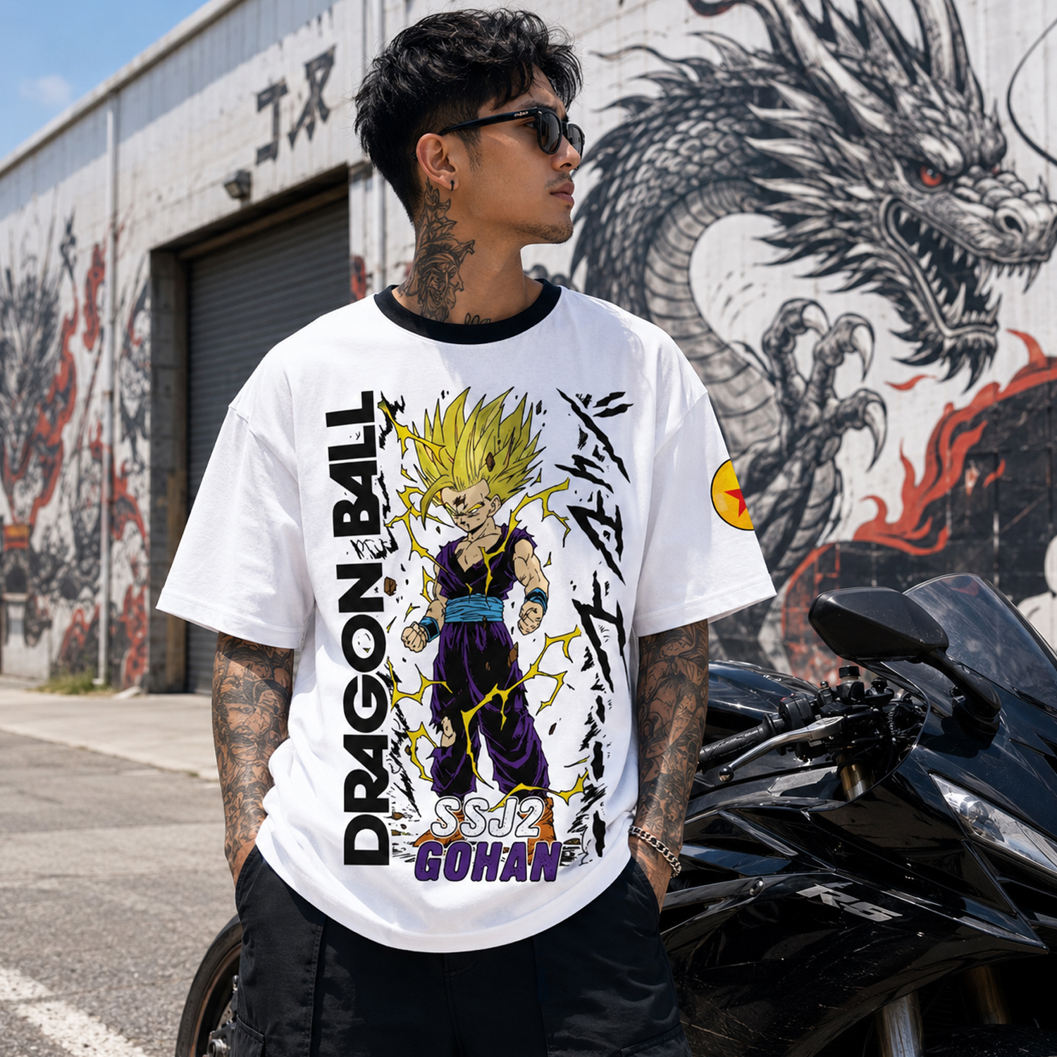 Gohan Super Saiyan 2 Shirt, Dragon Ball Manga Panel Graphic Tee, Front and Back Anime T-Shirt
