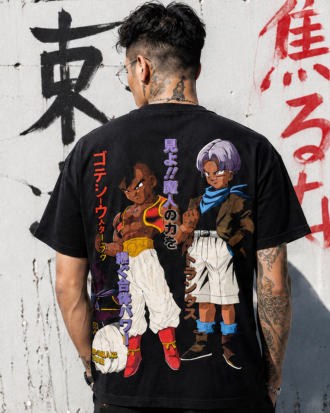 Gogeta and Trunks Anime T-Shirt, Japanese Graphic Tee, Vintage Y2K Black Unisex Streetwear Shirt