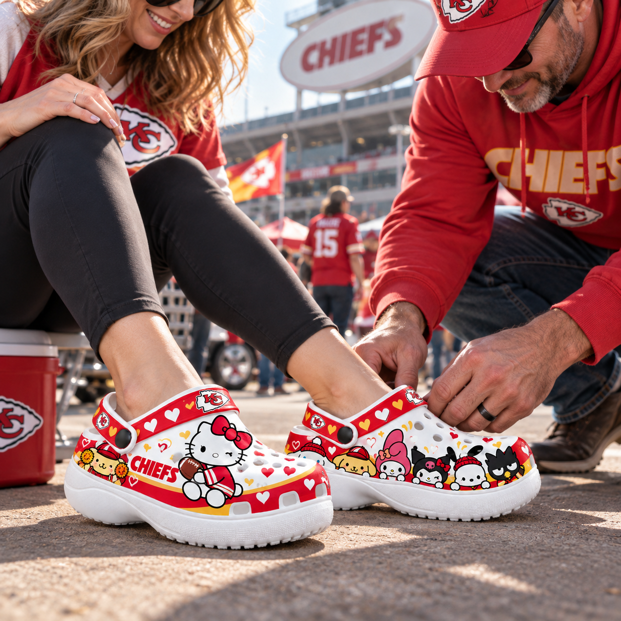 Kansas City Chiefs | Hello Kitty Sanrio Friends Height Increasing Platform Clogs Shoes