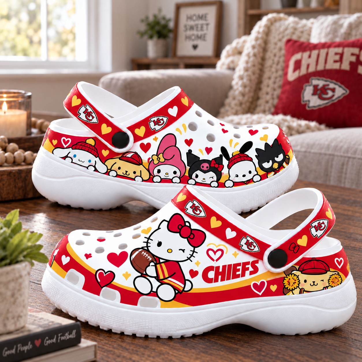 Kansas City Chiefs | Hello Kitty Sanrio Friends Height Increasing Platform Clogs Shoes