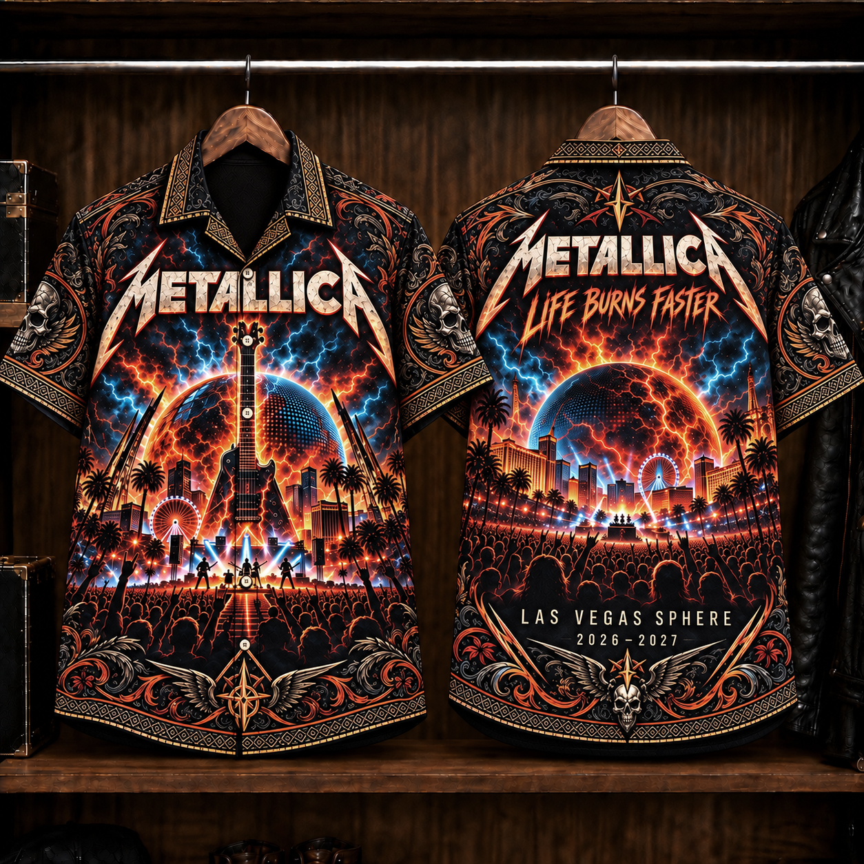 Metallica Coiled Snake Logo Hawaiian Shirt, Sphere Residency Las Vegas No Repeat Weekend Style