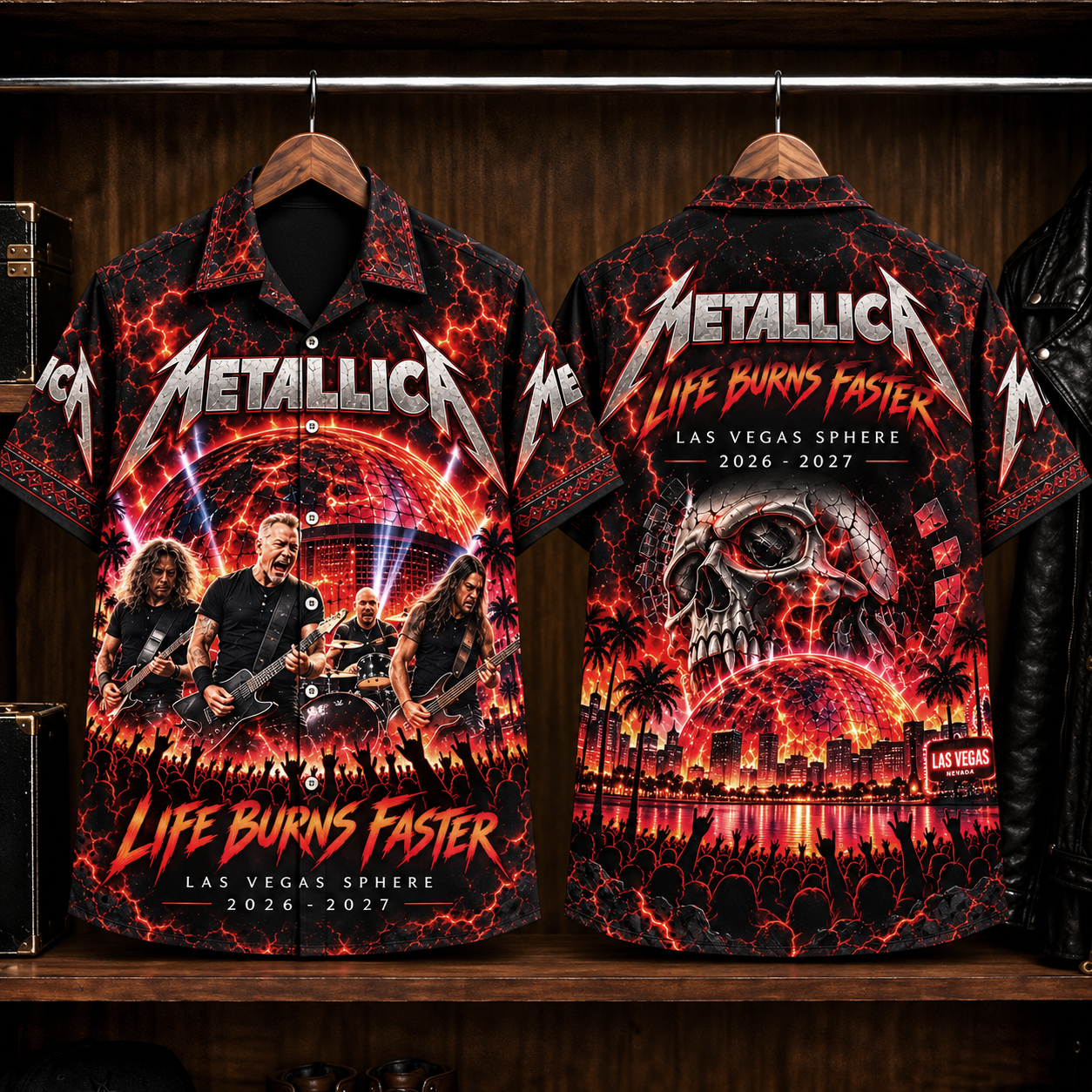 Metallica The Black Album Skull & Snake Hawaiian Shirt, Life Burns Faster Sphere Las Vegas 2026