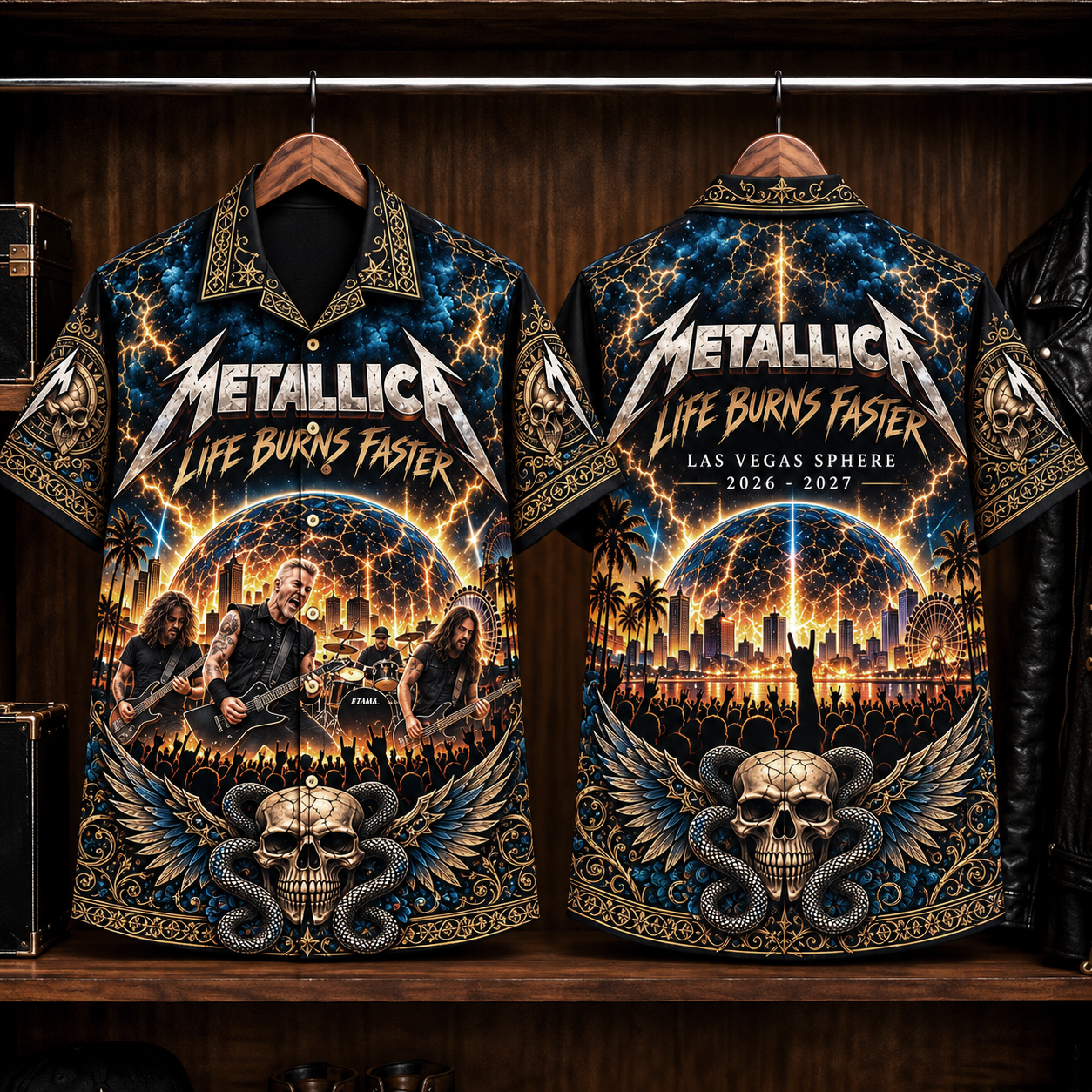 Metallica The Black Album Coiled Snake Hawaiian Shirt, Life Burns Faster Las Vegas Sphere 2026