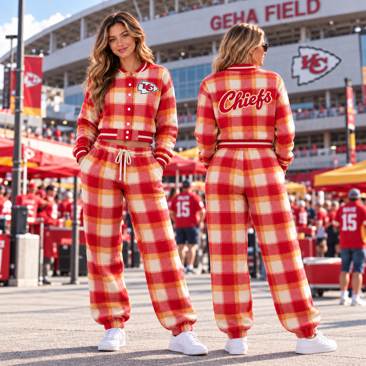 Kansas City Chiefs | Women Football Game Day Cropped Varsity Jacket and Sweatpants Set