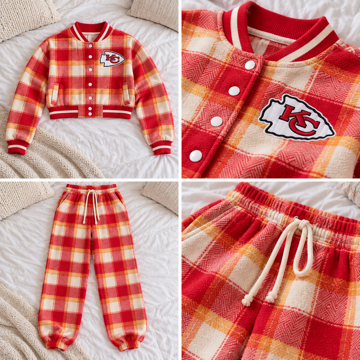 Kansas City Chiefs | Women Football Game Day Cropped Varsity Jacket and Sweatpants Set