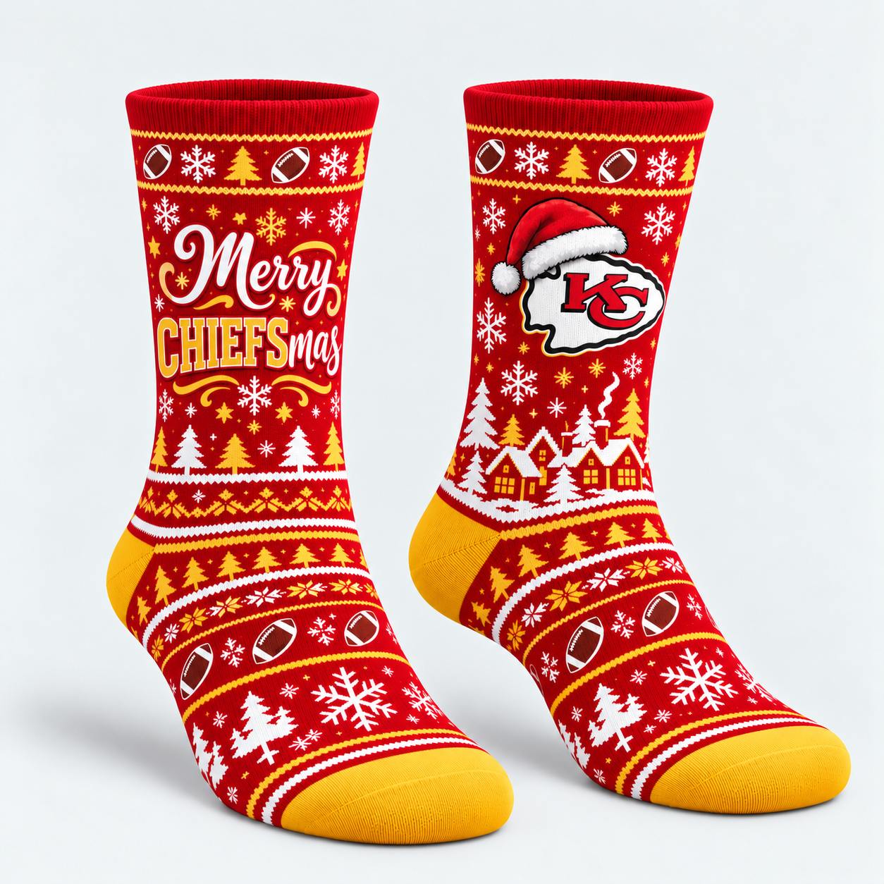 Kansas City Chiefs | Football Ugly Christmas Santa Hat Holiday Crew Socks Gift
