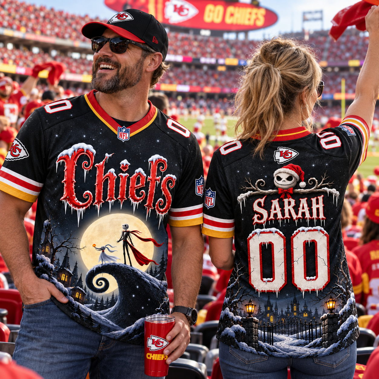 Kansas City Chiefs | Nightmare Before Christmas Jack Football Game Day Custom Name & Number Jersey