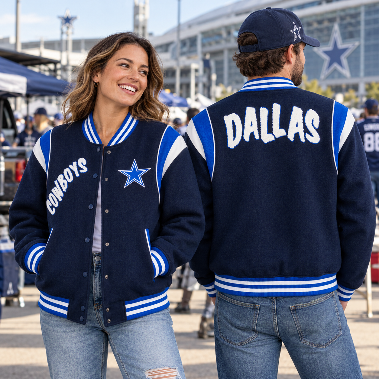 Dallas Cowboys | Football Game Day Unisex Full Snap Varsity Letterman Jacket