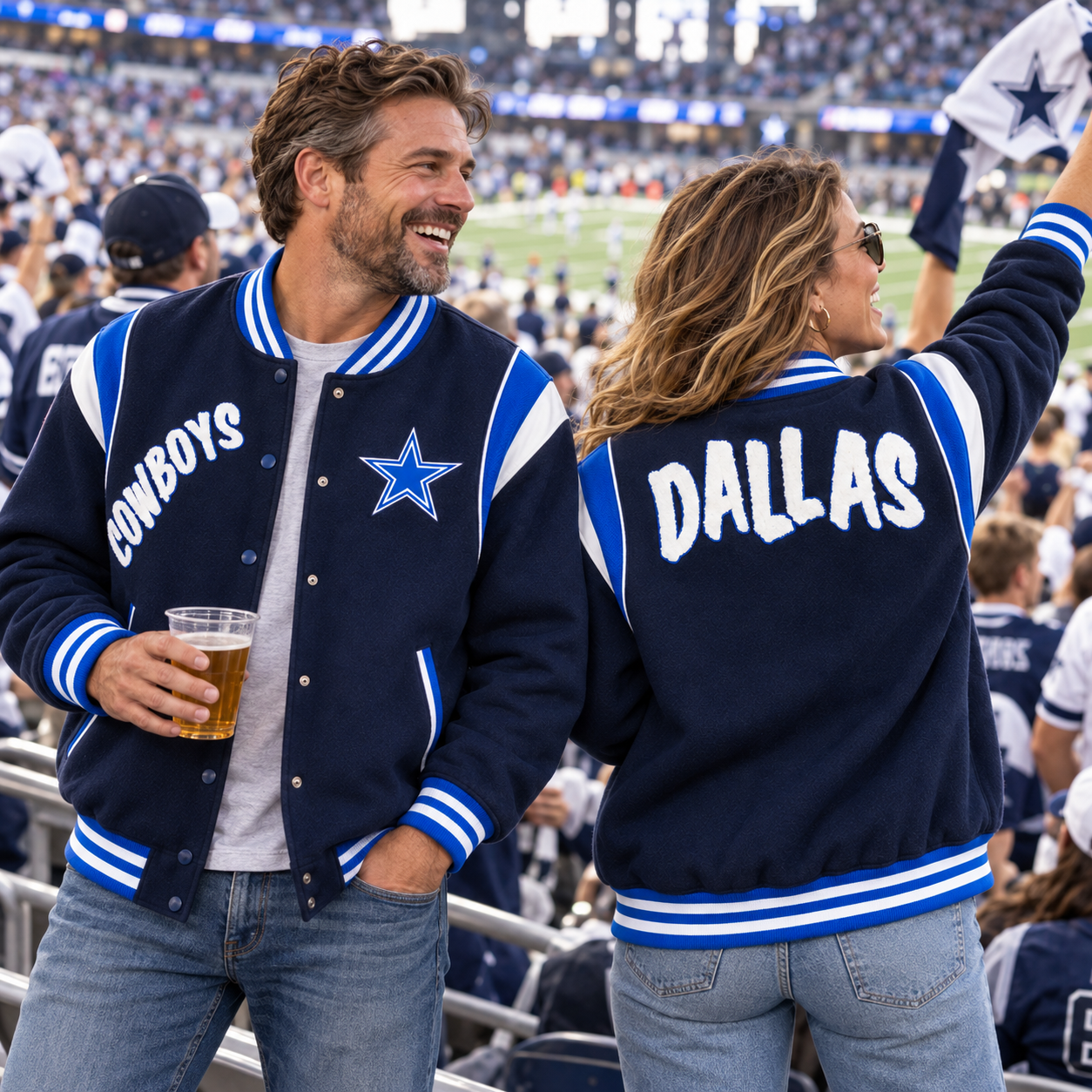 Dallas Cowboys | Football Game Day Unisex Full Snap Varsity Letterman Jacket