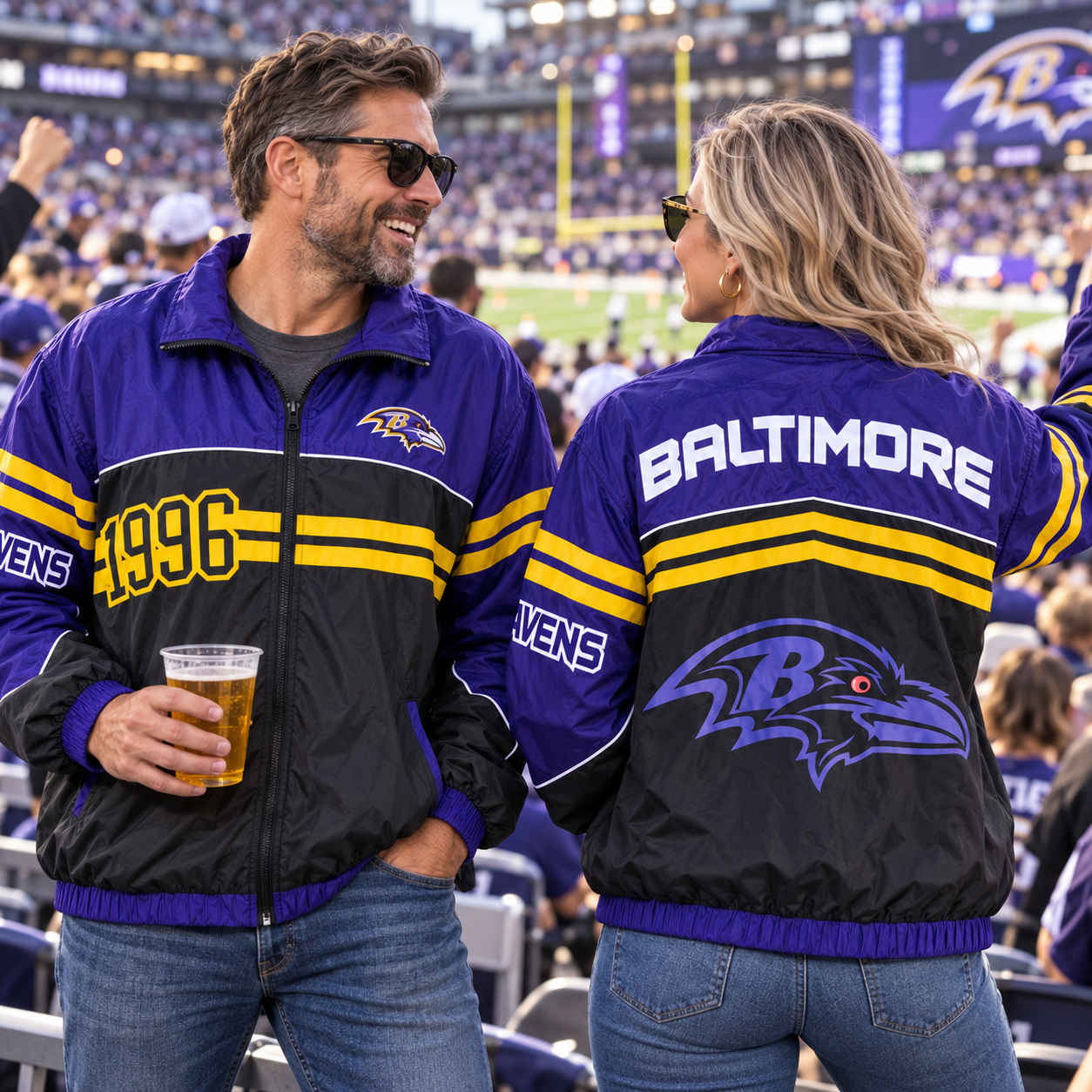Baltimore Ravens | Football Game Day Colorblock Waterproof Windbreaker Track Jacket
