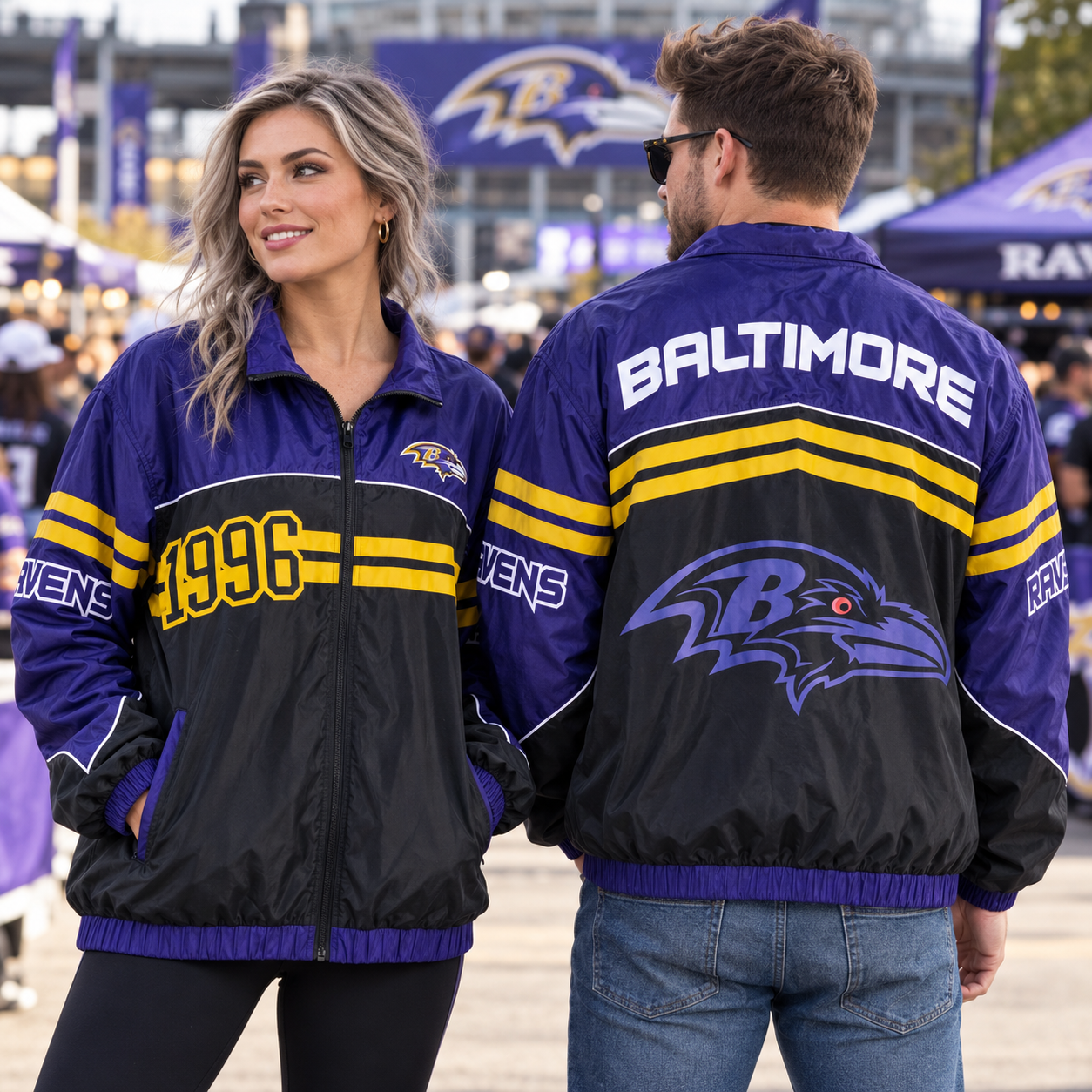 Baltimore Ravens | Football Game Day Colorblock Waterproof Windbreaker Track Jacket
